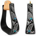 Black Aluminum Engraved Horse Saddle Stirrups S9003