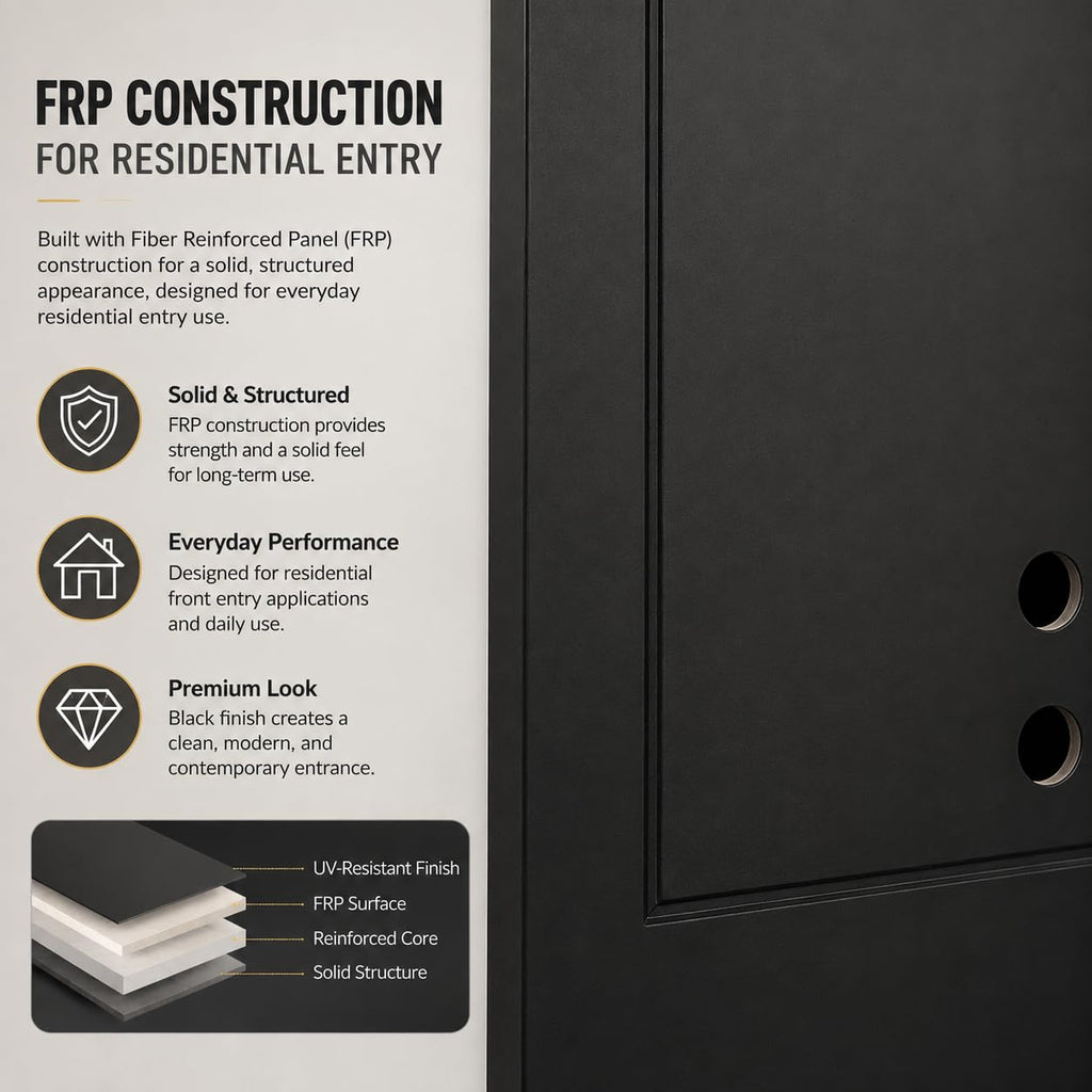 36" x 80" Black FRP Entry Door W284