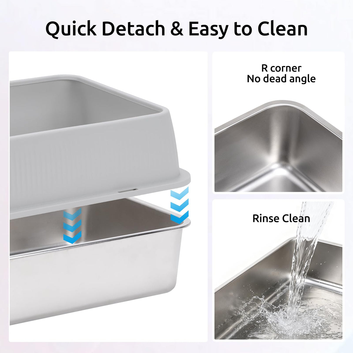 XL Stainless Steel Cat Litter Box with High Sides H6618