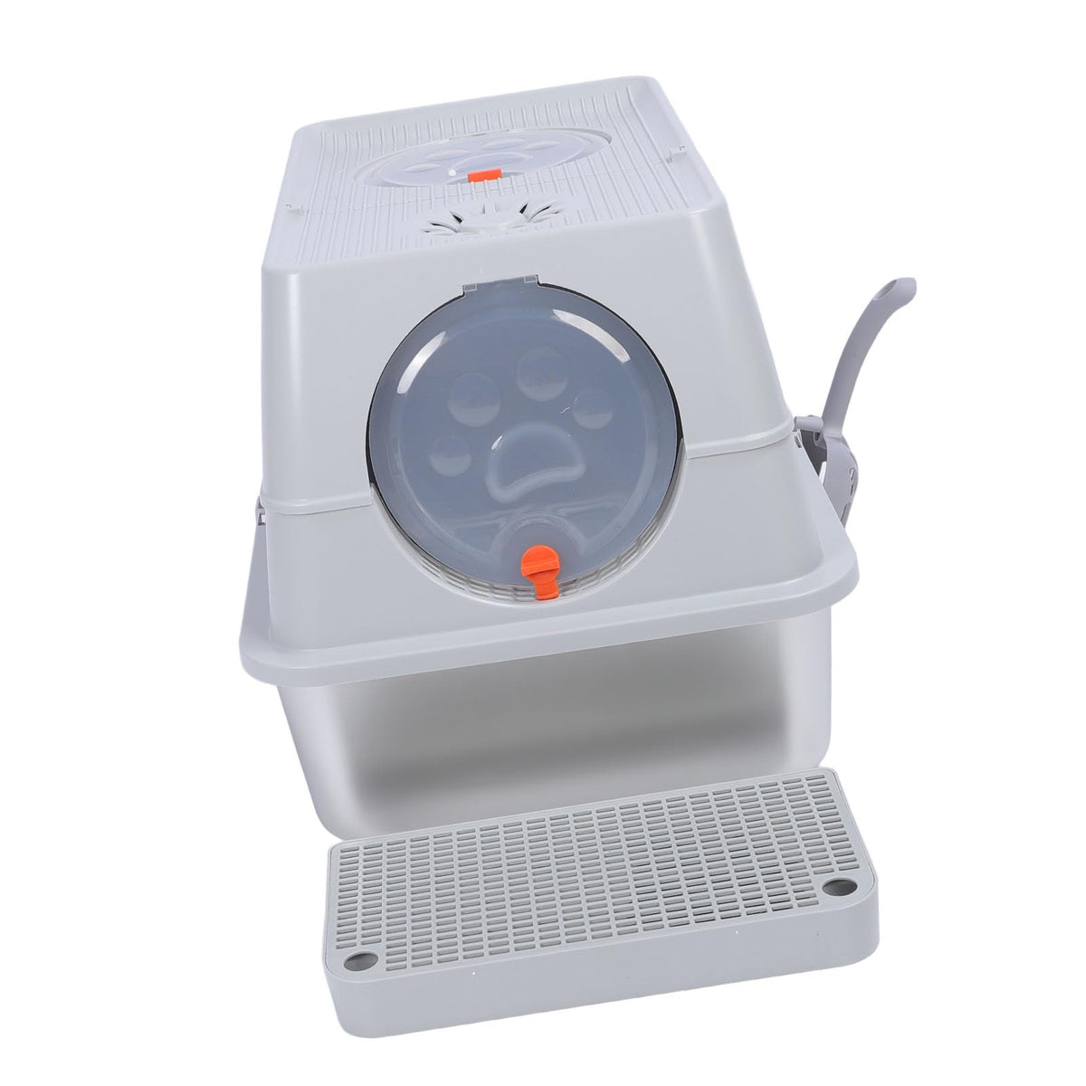 Enclosed Stainless Steel Litter Box with Flip Top Lid C31719