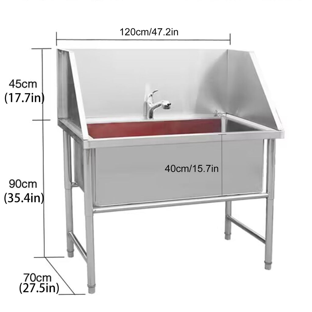 Stainless Steel Dog Grooming Bathtub with Sliding Door and Step P5621