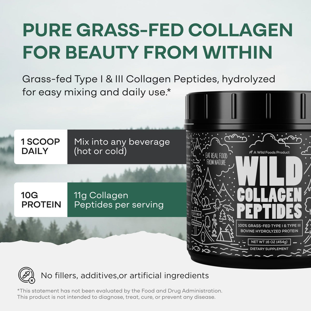Collagen Peptides Powder Grass-Fed Hydrolyzed 16oz T7054