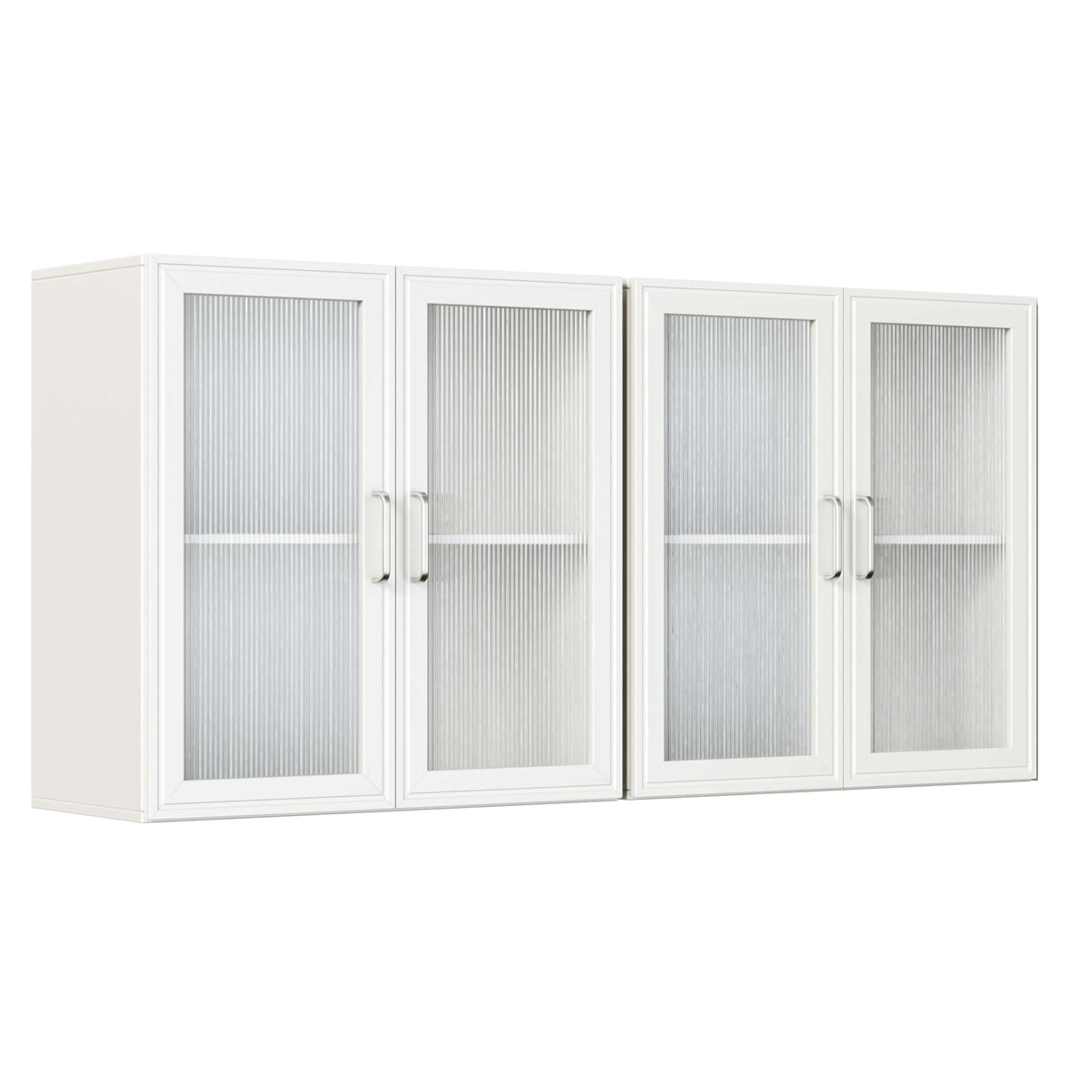 White Wall Cabinet with Acrylic Glass Doors and Adjustable Shelf, Set of 2 N94473