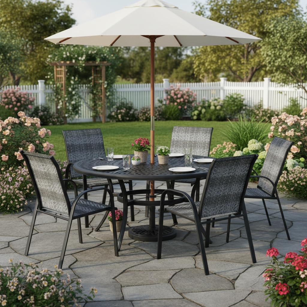 Stackable Wicker PE Rattan Patio Dining Chairs Set of 6 E17705