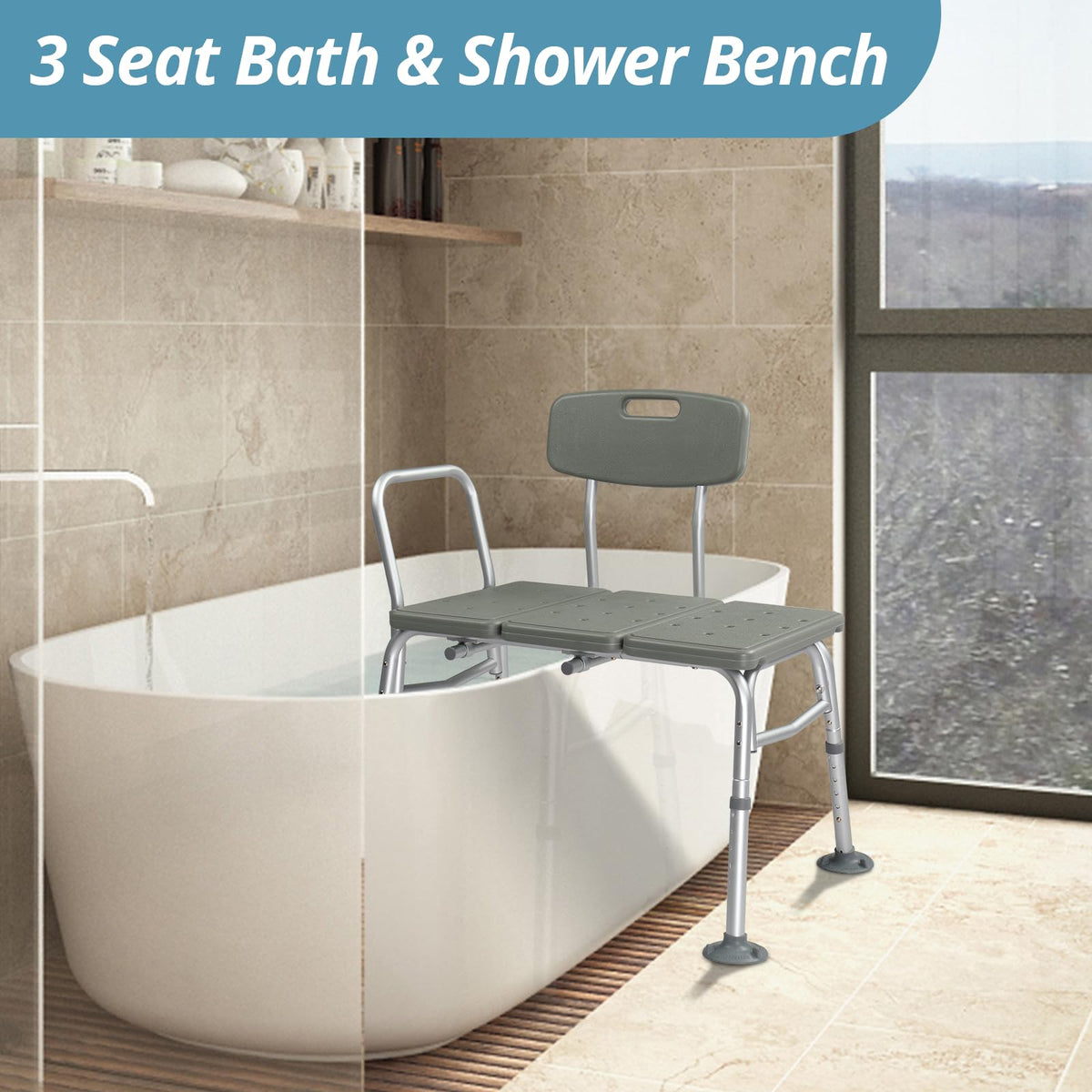 Tub Transfer Bench with Backrest and Armrest L234866