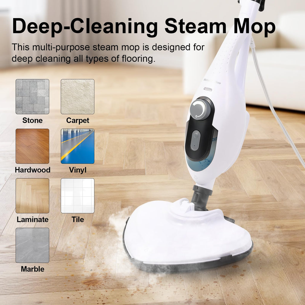 1550W 11-in-1 Steam Mop with 21.3FT Cord, White O78091