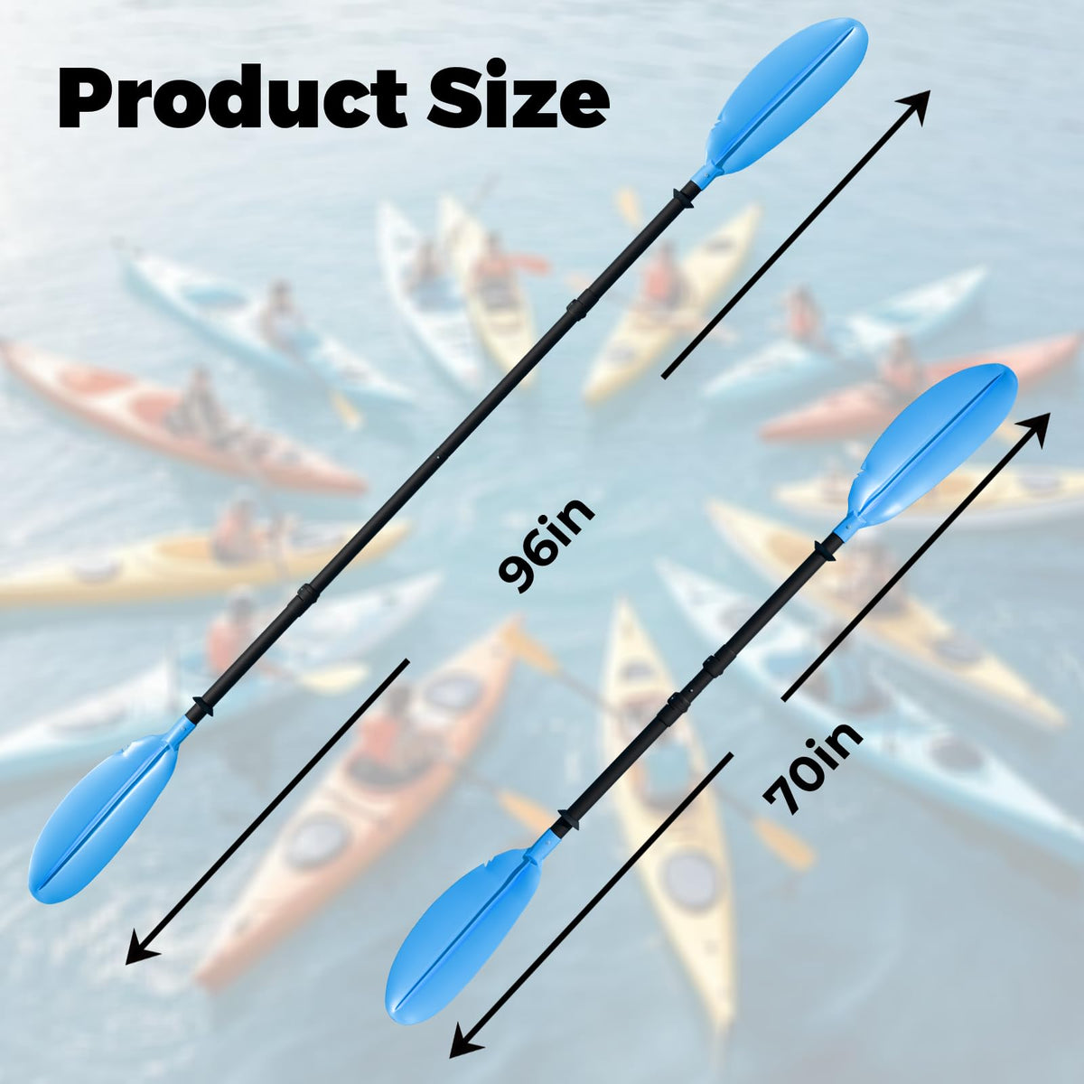Adjustable Lightweight Floating Kayak Paddle with Safety Rope M88078