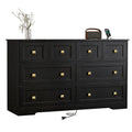 Black 8 Drawer Wood Dresser with Metal Handle C901