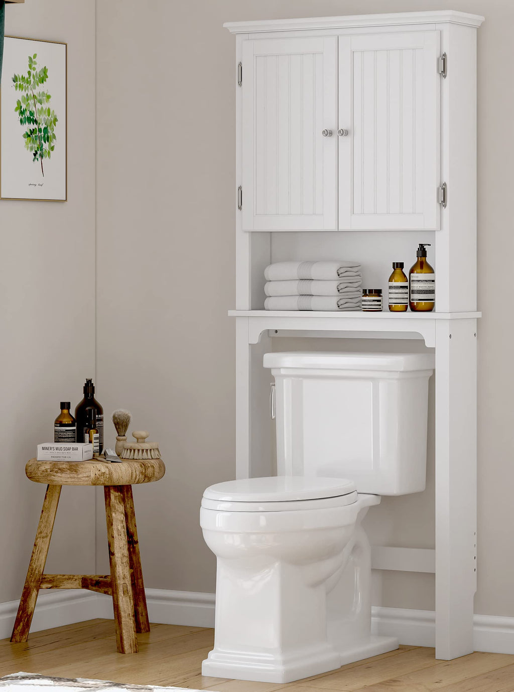White Bathroom Storage Cabinet with Doors M4408