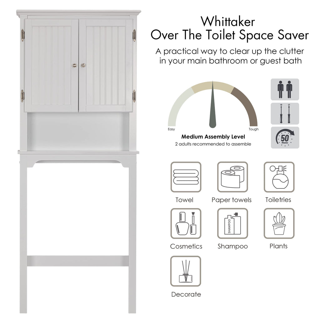 White Bathroom Storage Cabinet with Doors M4408