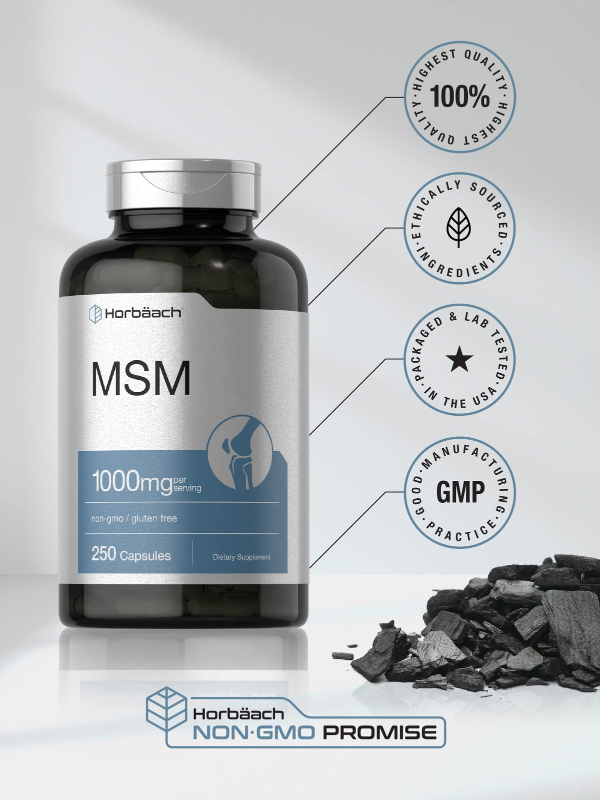 MSM Supplement Capsules 1000mg 250 Count R8609