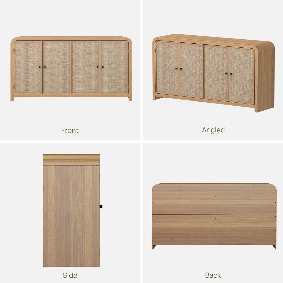 Oak Rattan Sideboard Buffet Cabinet E538790