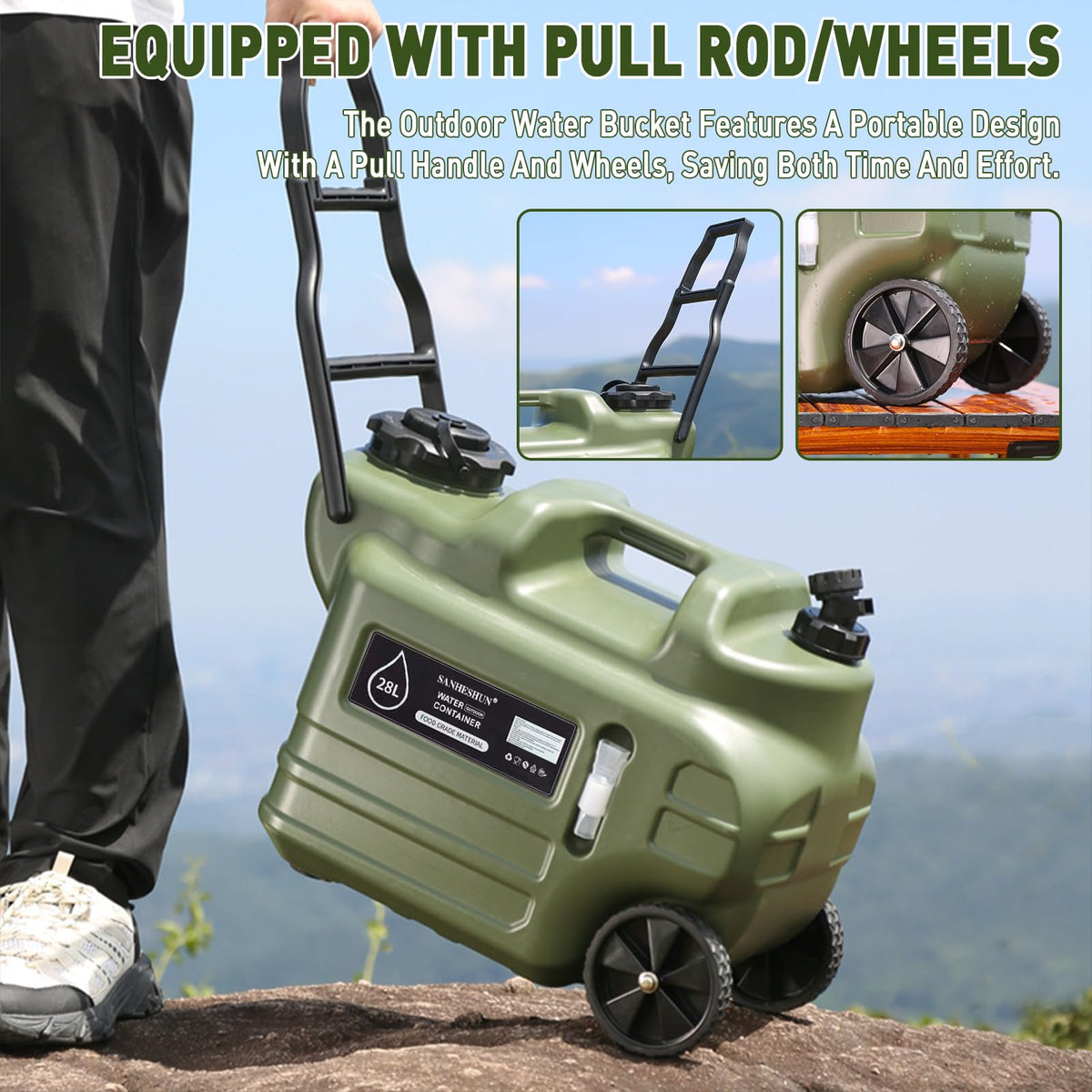7.4 Gallon Water Jug with Wheels & Handle S524