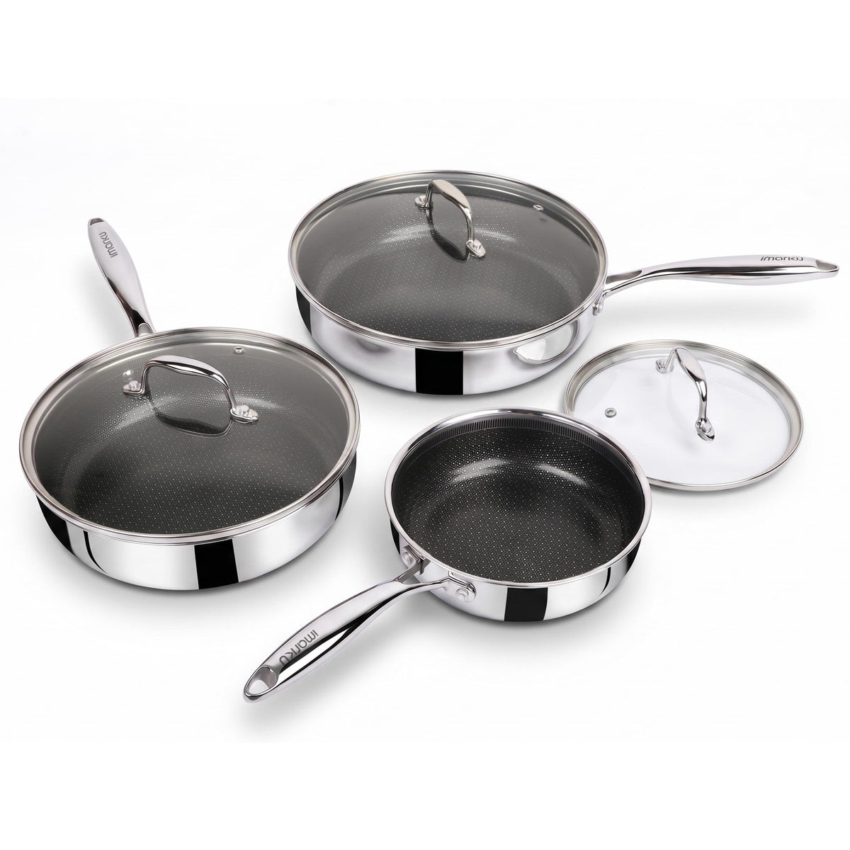 8, 10 and 12-Inch Non Stick Ceramic Frying Pans with Lids H58074
