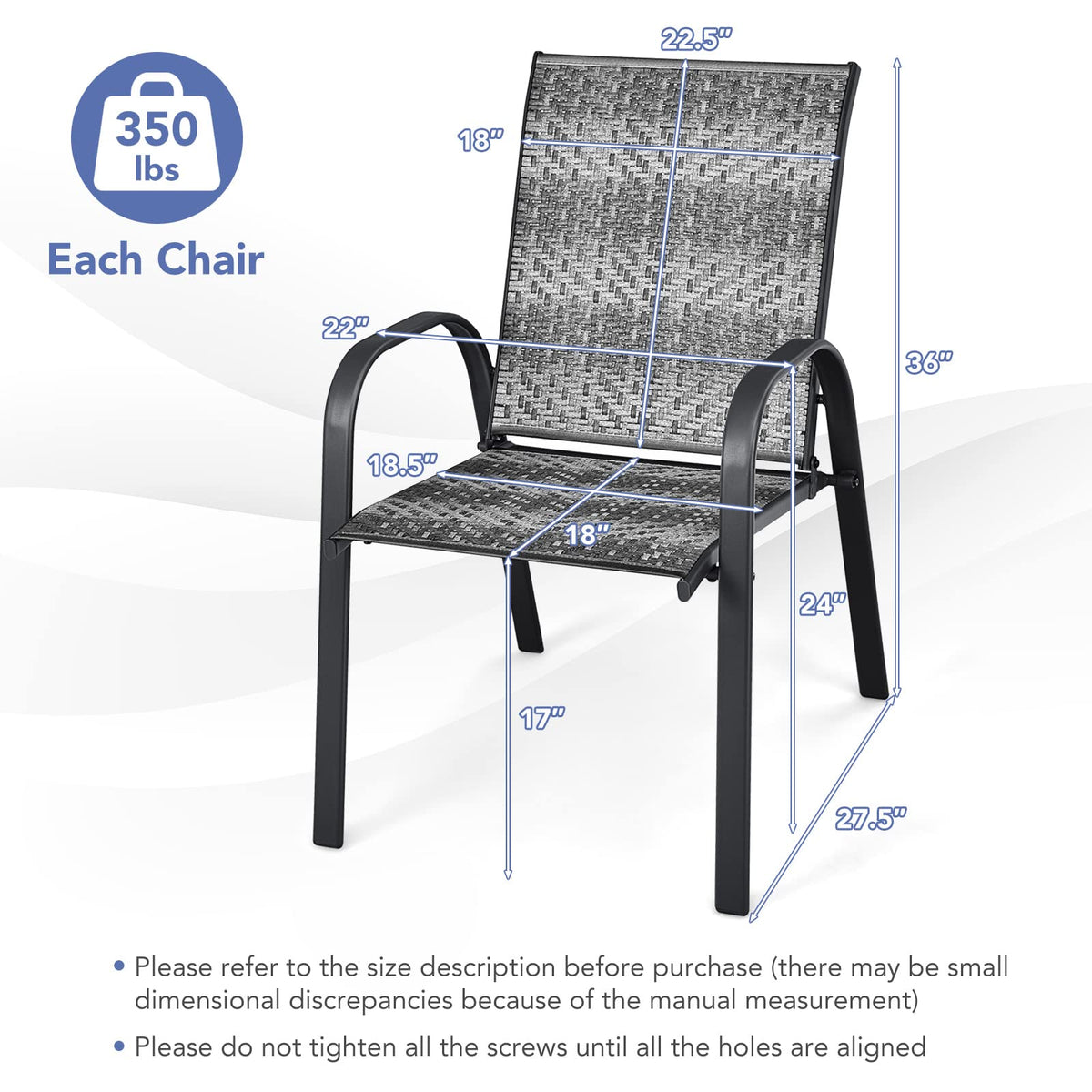 Stackable Wicker PE Rattan Patio Dining Chairs Set of 6 E17705