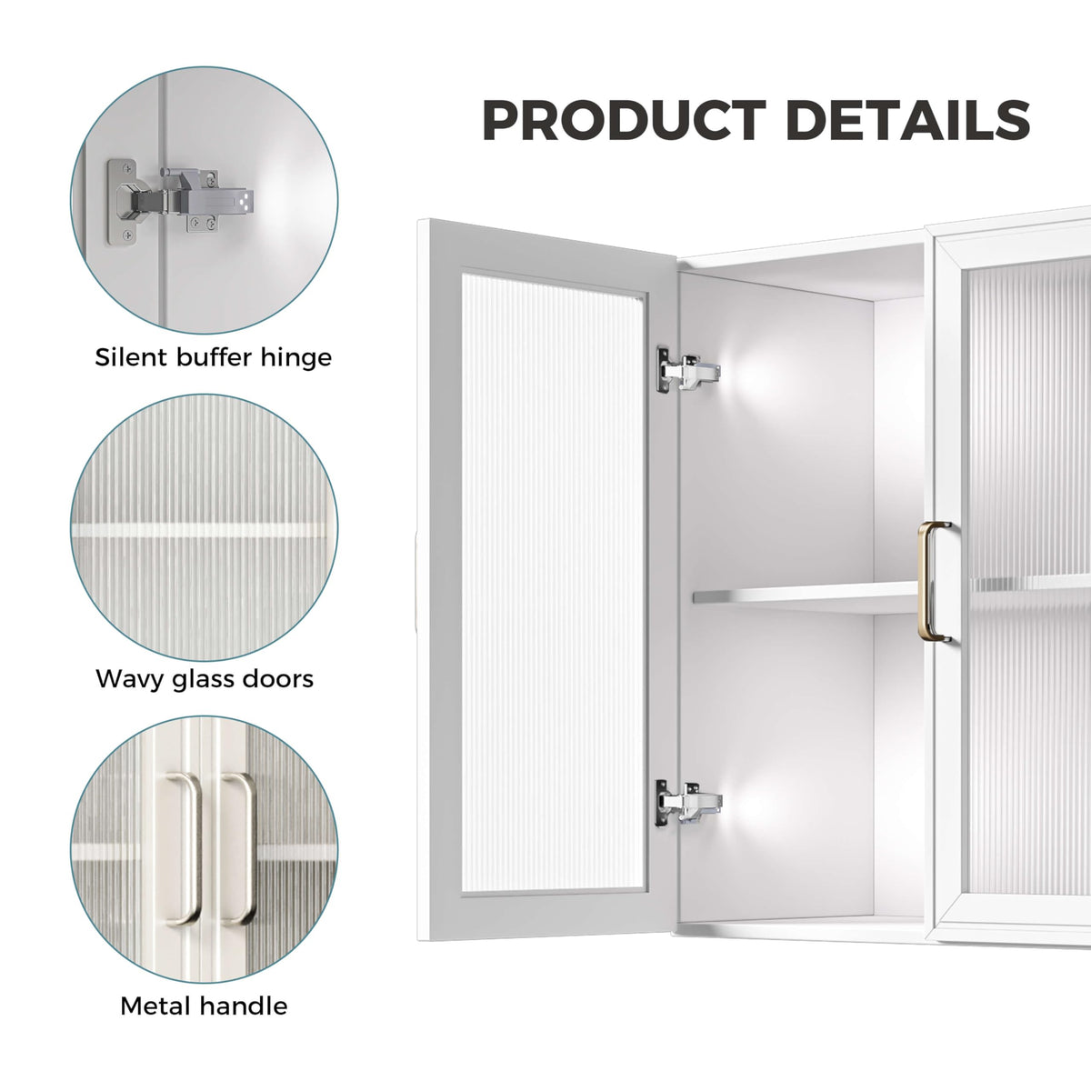 White Wall Cabinet with Acrylic Glass Doors and Adjustable Shelf, Set of 2 N94473