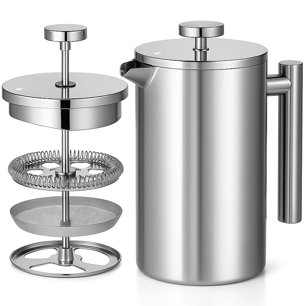Stainless Steel French Press 1L Double Wall Insulated Coffee Maker I170