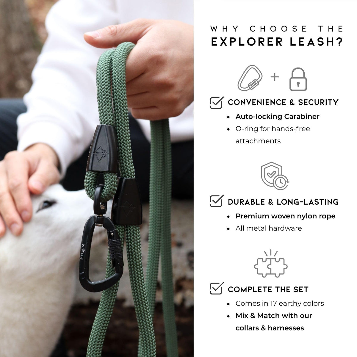 Climbing Rope Leash with Autolocking Carabiner, 6ft O899684