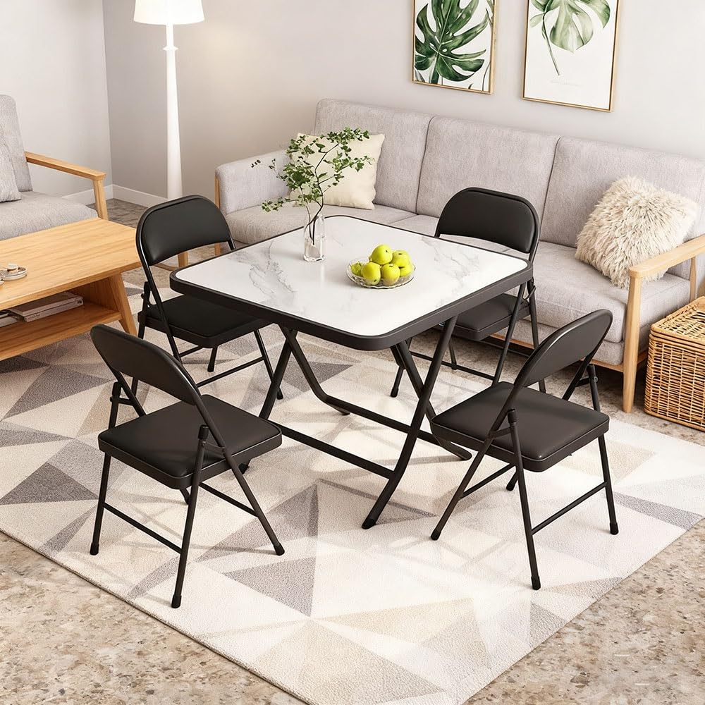 Black Folding Bar Stool with Backrest and Footrest T50106