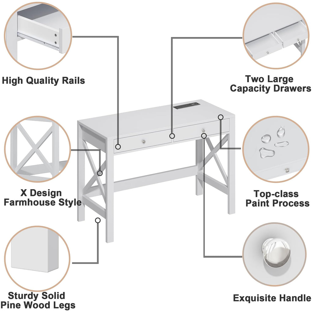 39.4 Inches Computer Desk with 2 Drawers W93067