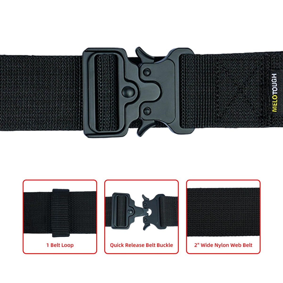 2" Nylon Web Work Tool Belt with Quick Release Metal Buckle E4045