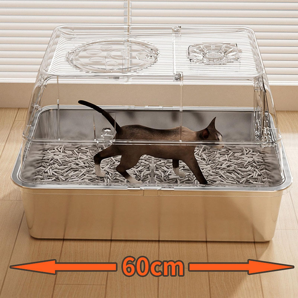 Enclosed Stainless Steel Litter Box with Flip Top Lid C31719