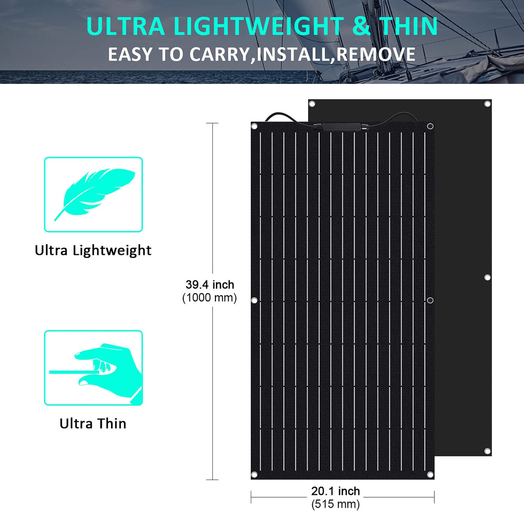 100W 12V ETFE Monocrystalline Flexible Solar Panel Kit 30A PWM B970