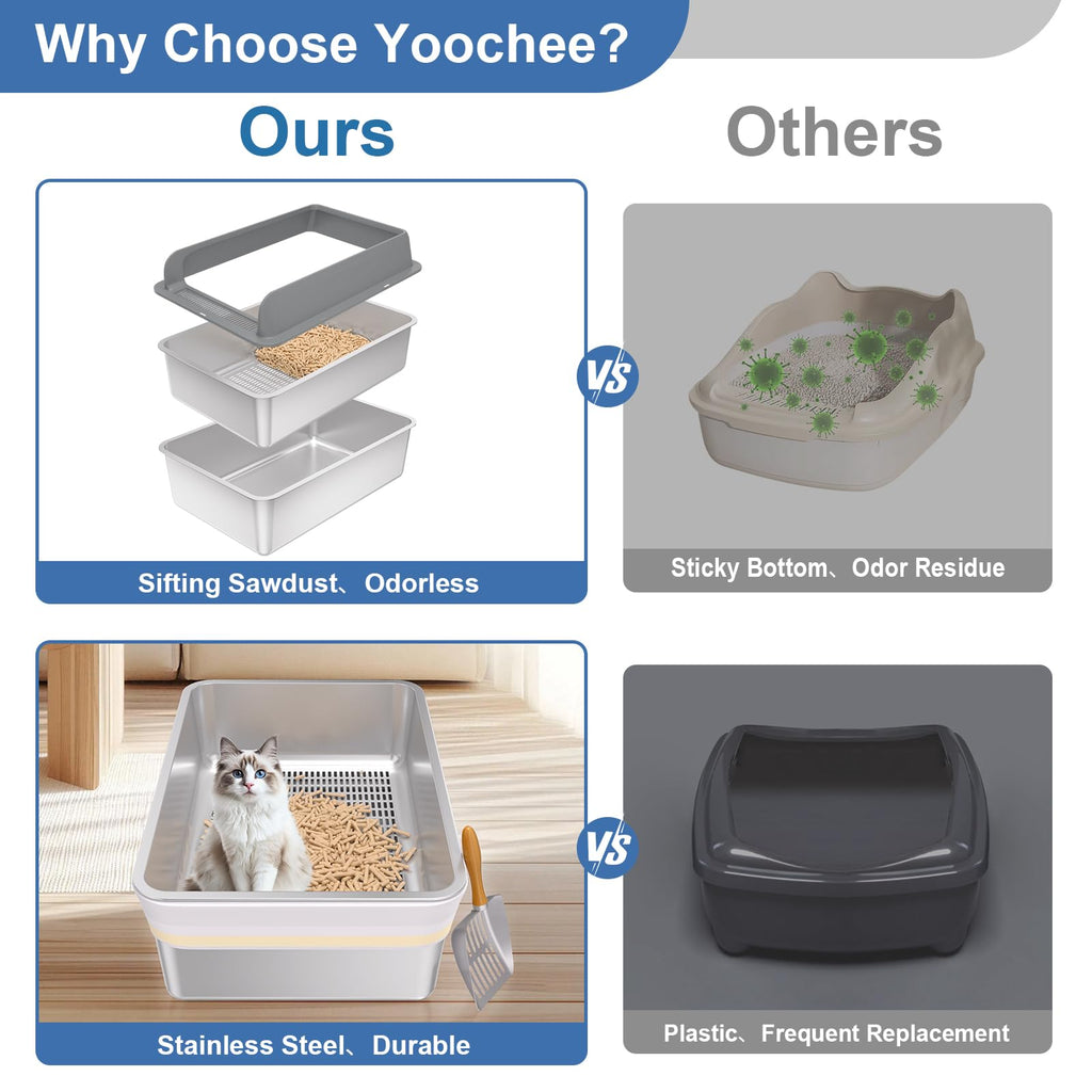 XXXL Stainless Steel Sifting Cat Litter Box with Lid Z124878