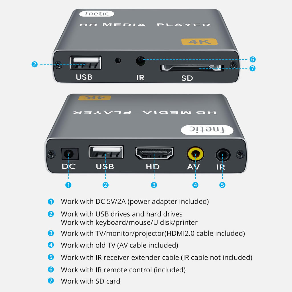4K Full-HD Media Player with USB/SD Card Slot J964598