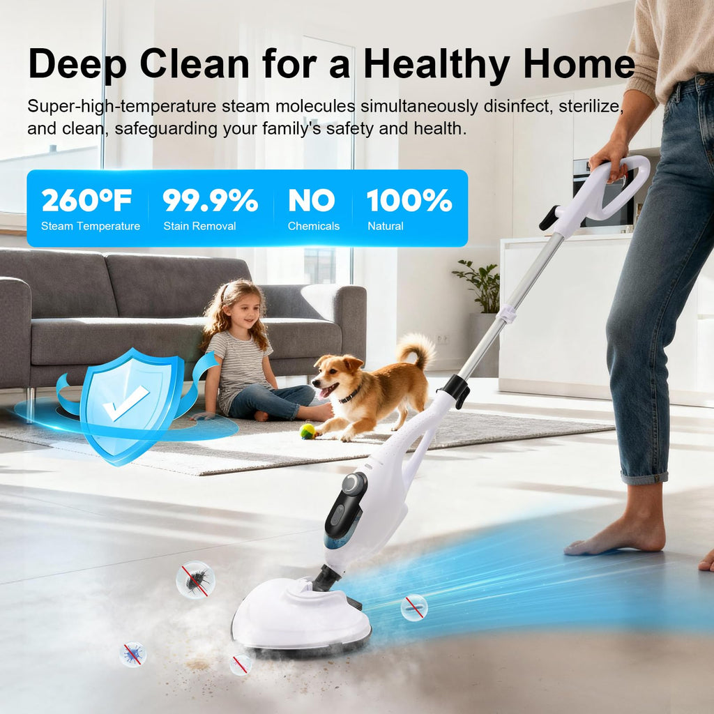 1550W 11-in-1 Steam Mop with 21.3FT Cord, White O78091