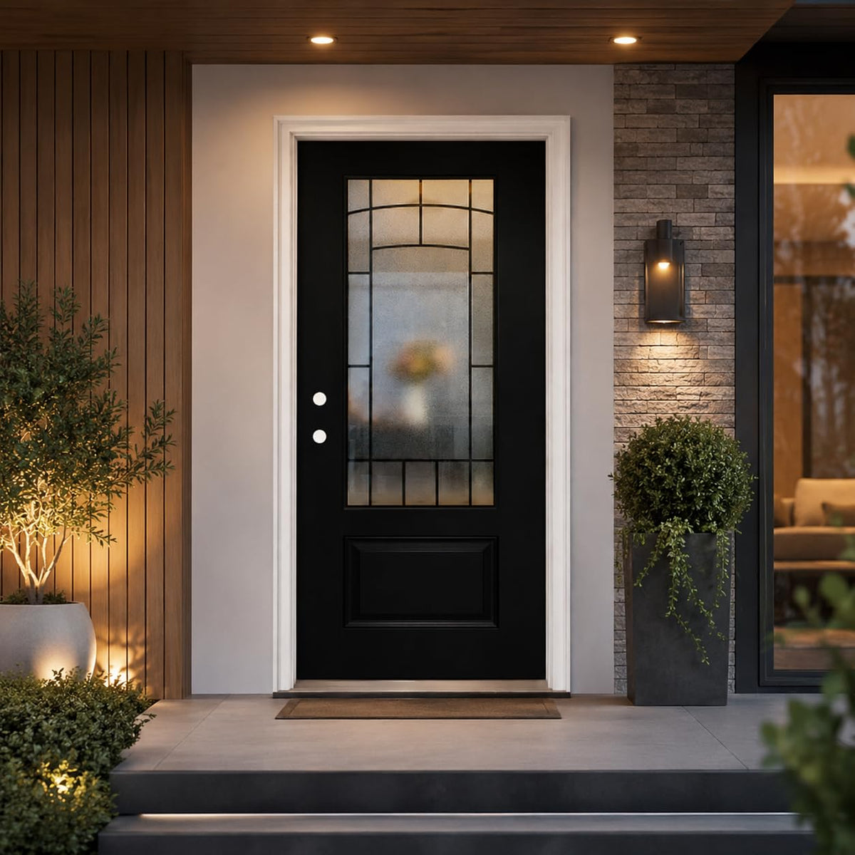 36" x 80" Black FRP Entry Door W284
