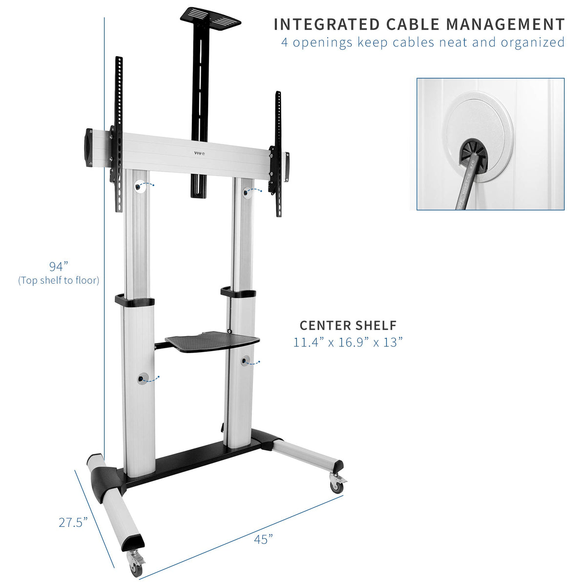 Adjustable Rolling Mobile TV Stand A766216