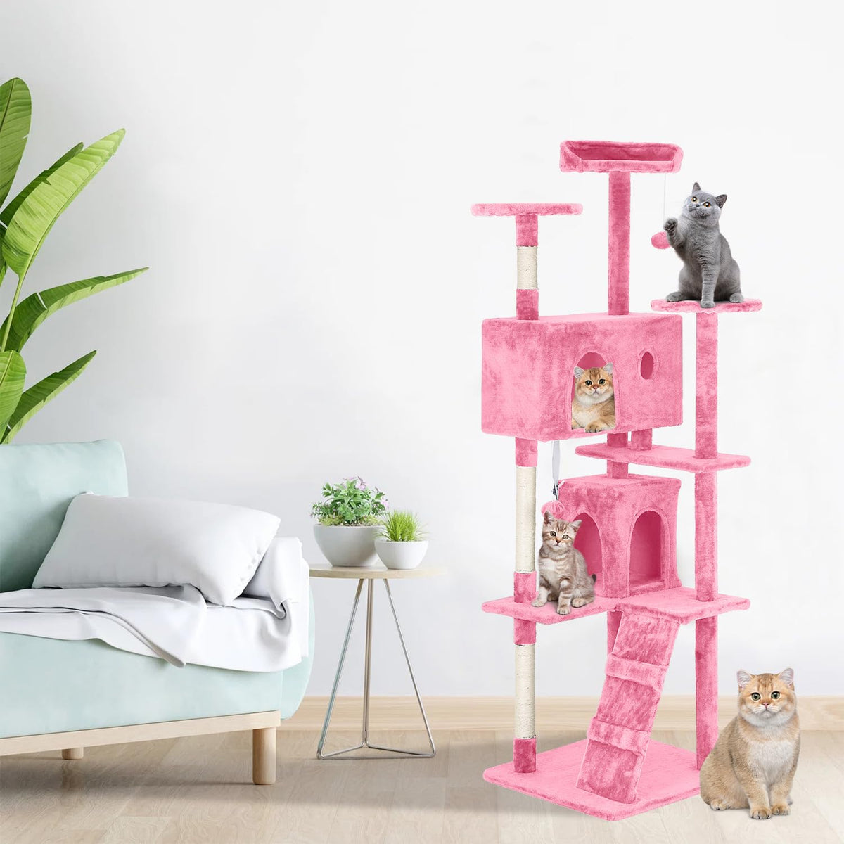 70in Cat Tree Tower with Scratching Post W32804