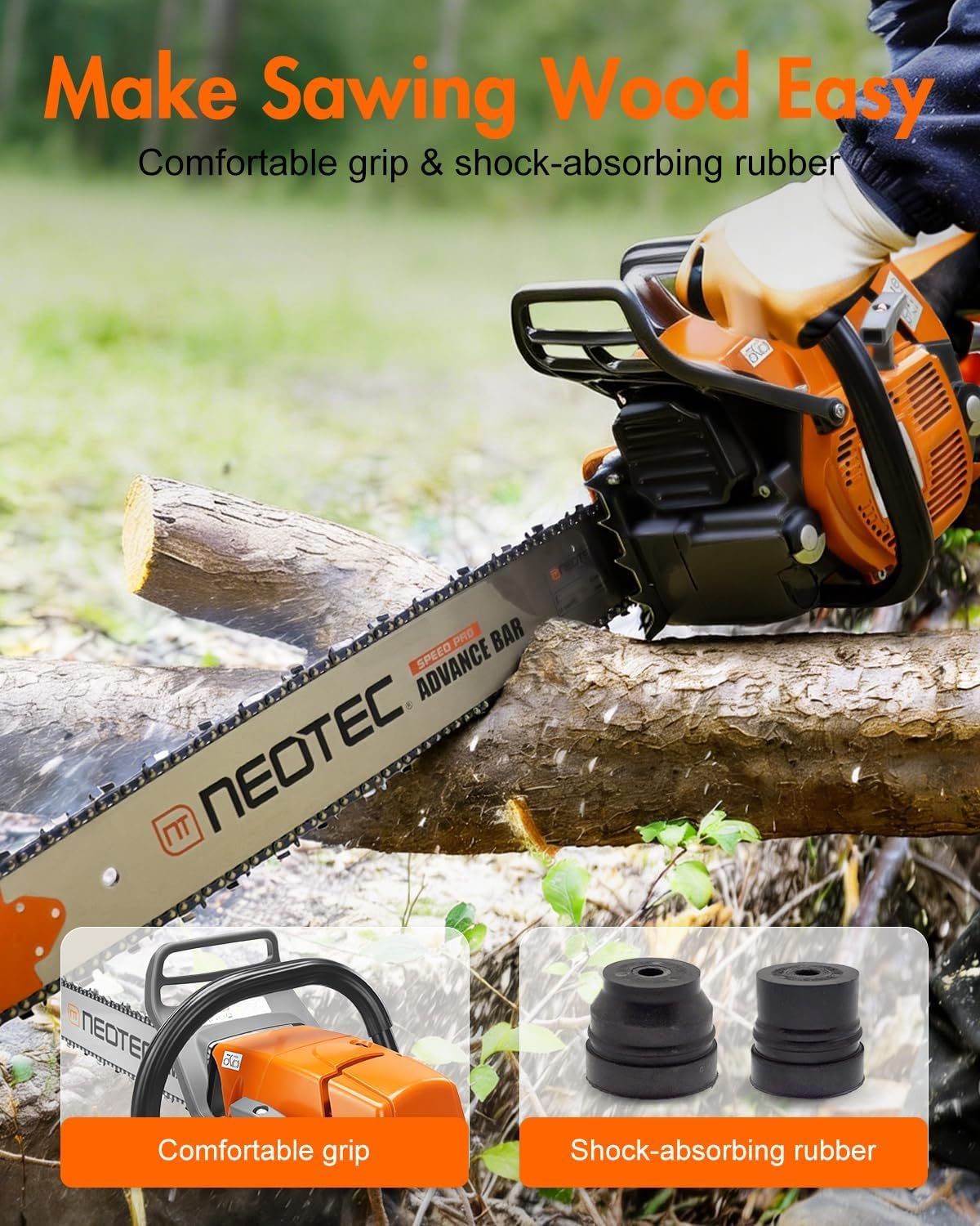 72cc Gas Powered Chainsaw with 24 inch Bar Chain P982