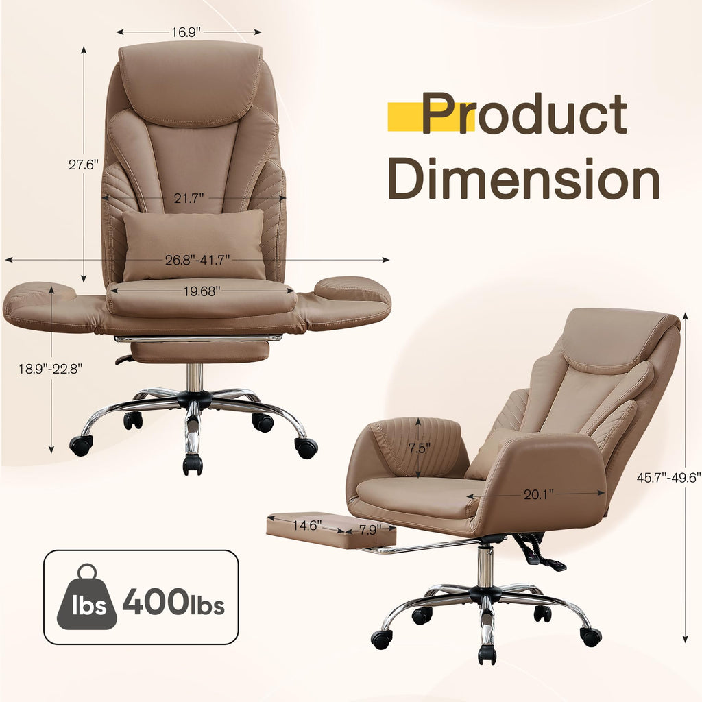 Cross Legged Office Chair with Flip Armrest and Footrest Brown W916454