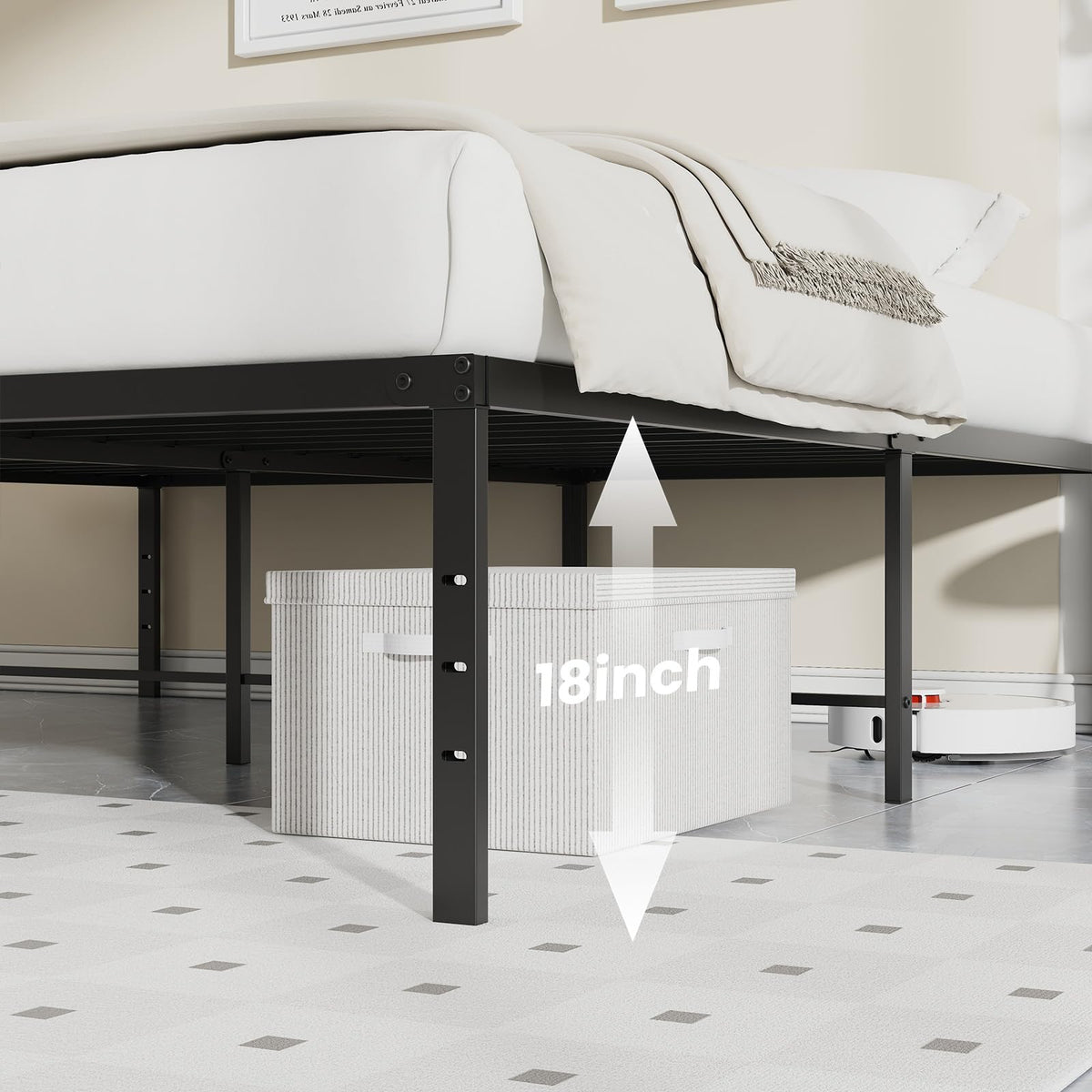 Queen Size 18 Inch Metal Platform Bed Frame R473