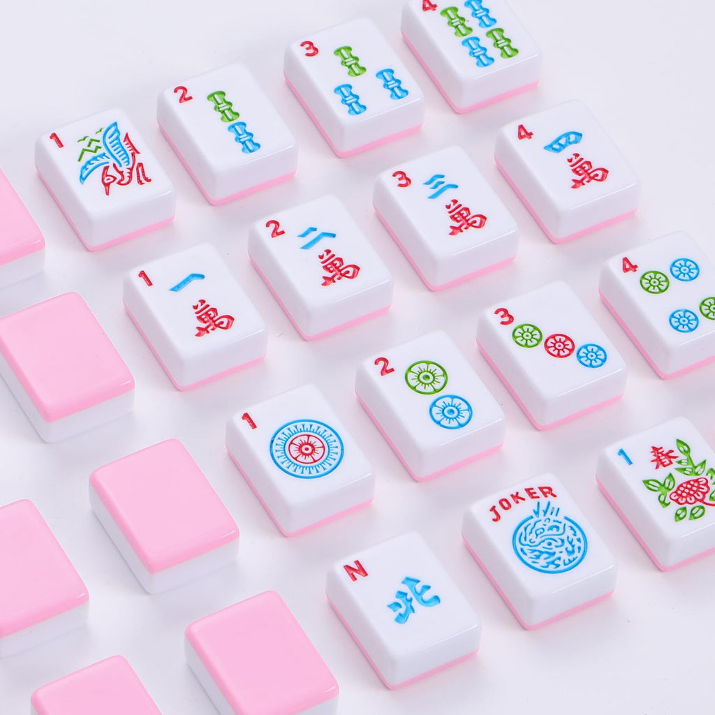 166 Pink Mahjong Set with Bag and 4 Racks R44075