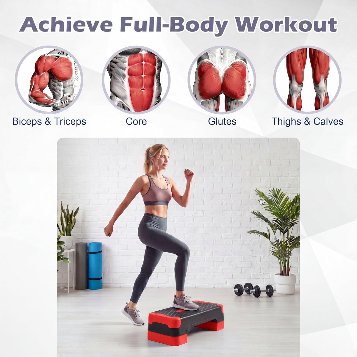 Aerobic Step Platform with Risers & Resistance Bands Z767