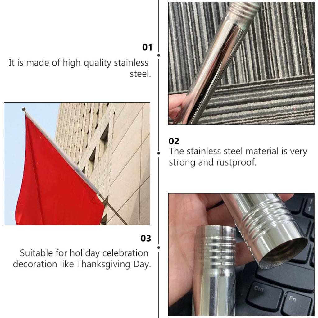 2pcs Stainless Steel Rustproof Outdoor Flag Pole H40971