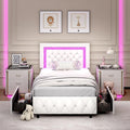 White Twin Bed Frame with Storage Drawers and LED Lights L505326