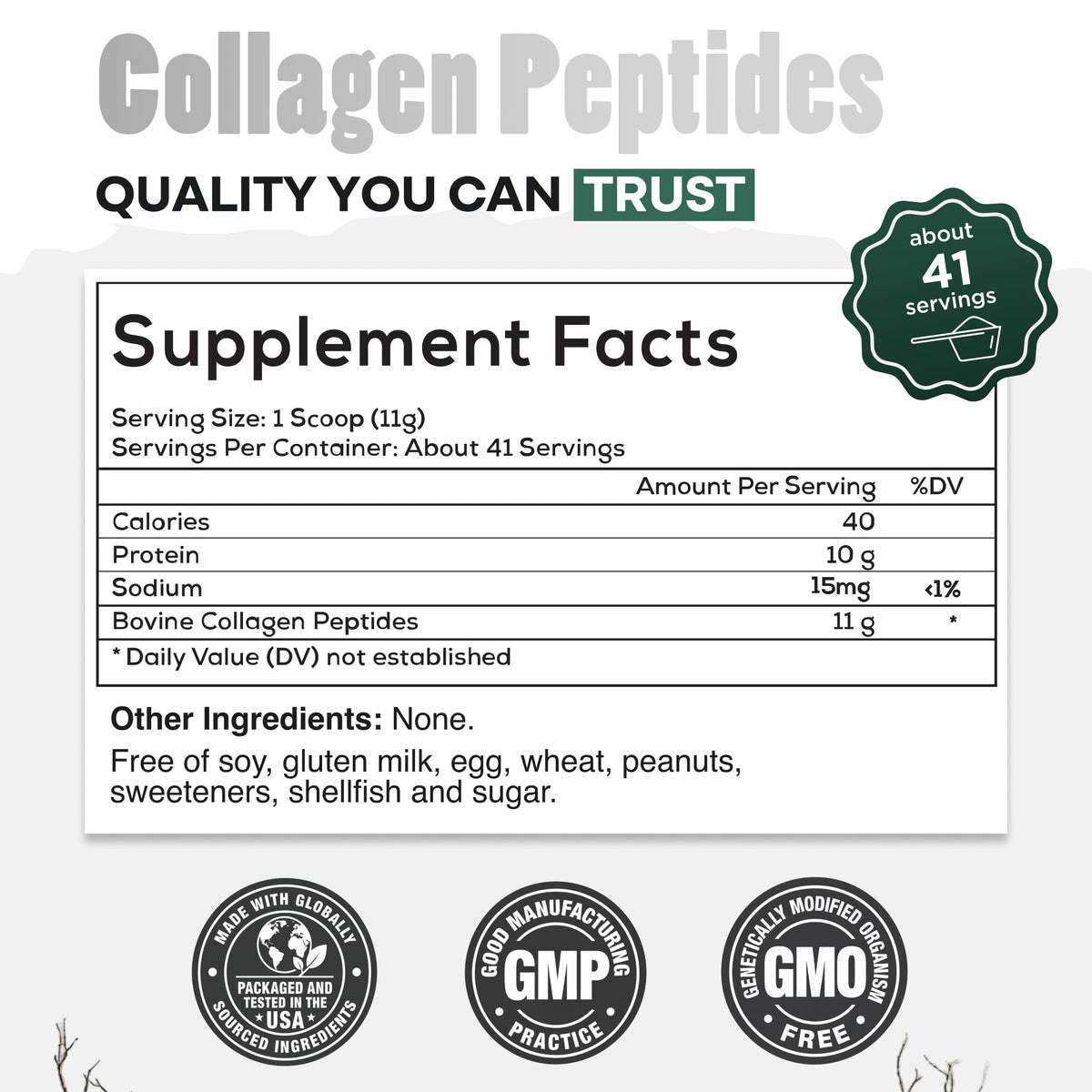 Collagen Peptides Powder Grass-Fed Hydrolyzed 16oz T7054