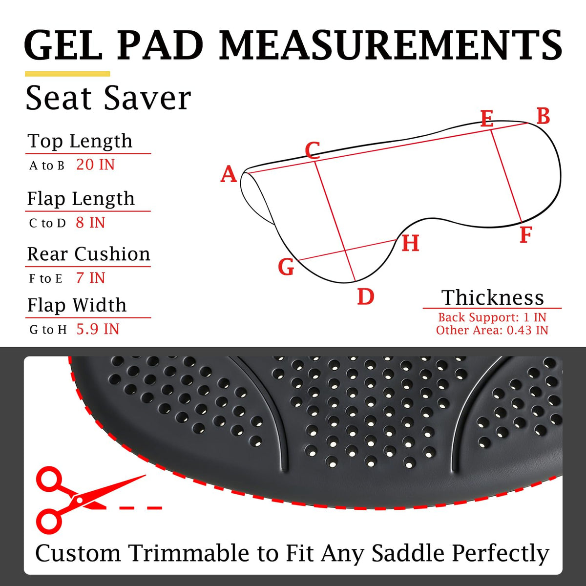 Silicone Gel Non Slip Shock Absorbing Horse Saddle Pad H770
