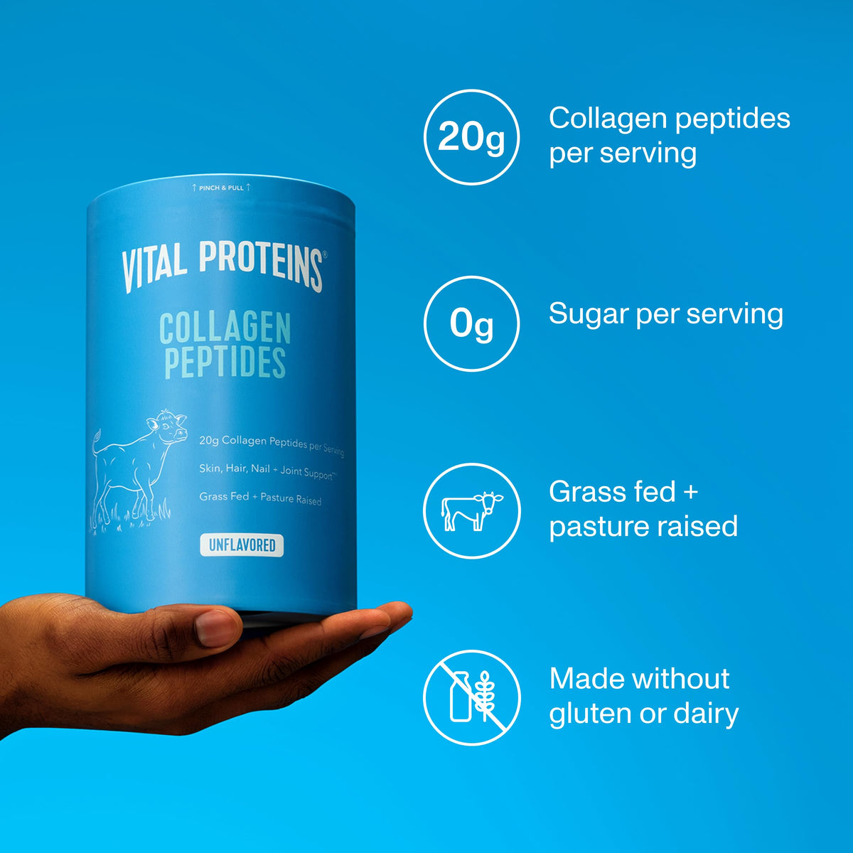 Grass Fed Collagen Peptides Powder, Unflavored, 20oz F6820