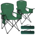 2 Pack Heavy Duty Folding Camping Chair with Cooler Bag W39032