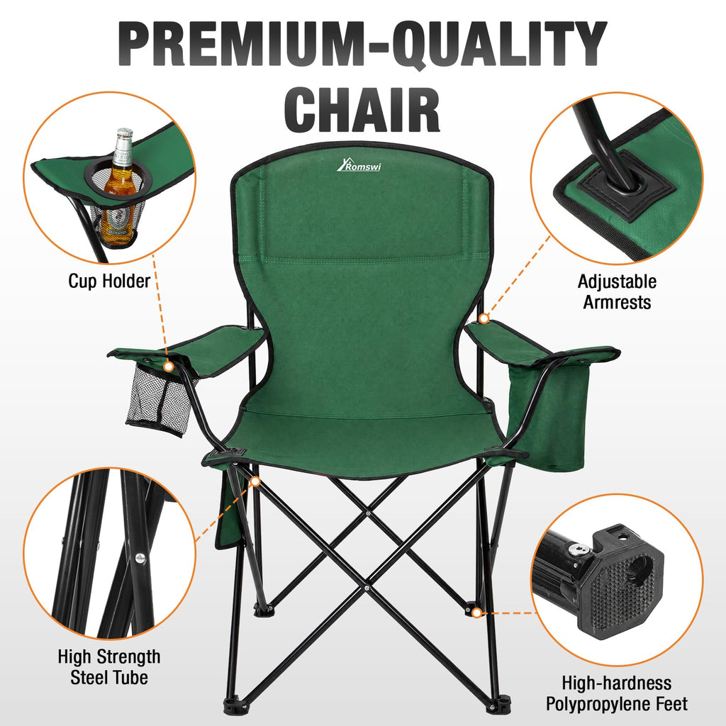 2 Pack Heavy Duty Folding Camping Chair with Cooler Bag W39032