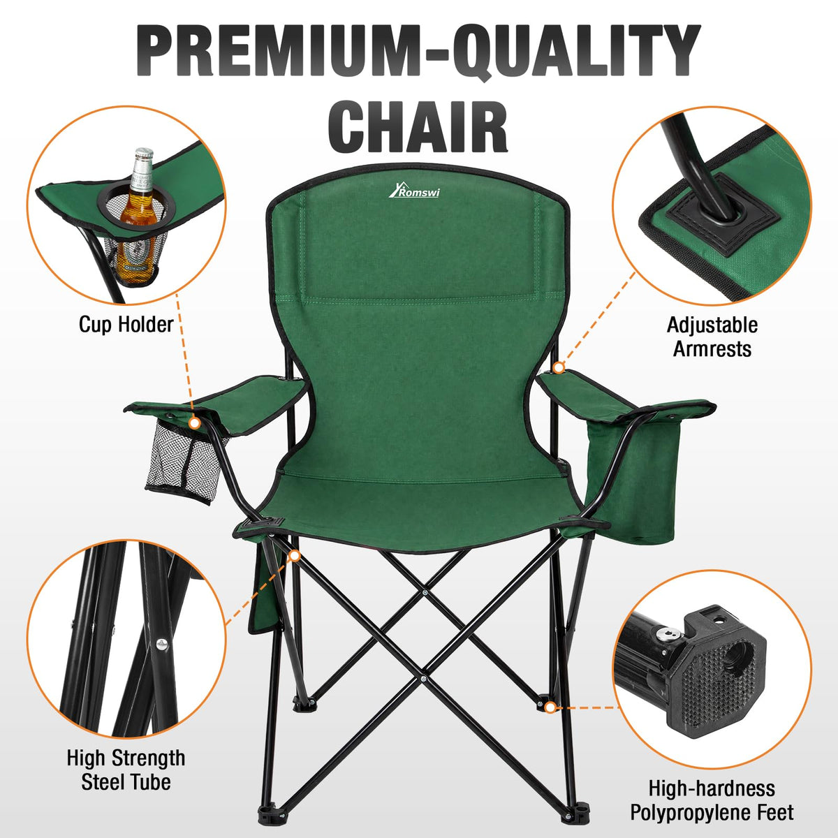 2 Pack Heavy Duty Folding Camping Chair with Cooler Bag W39032