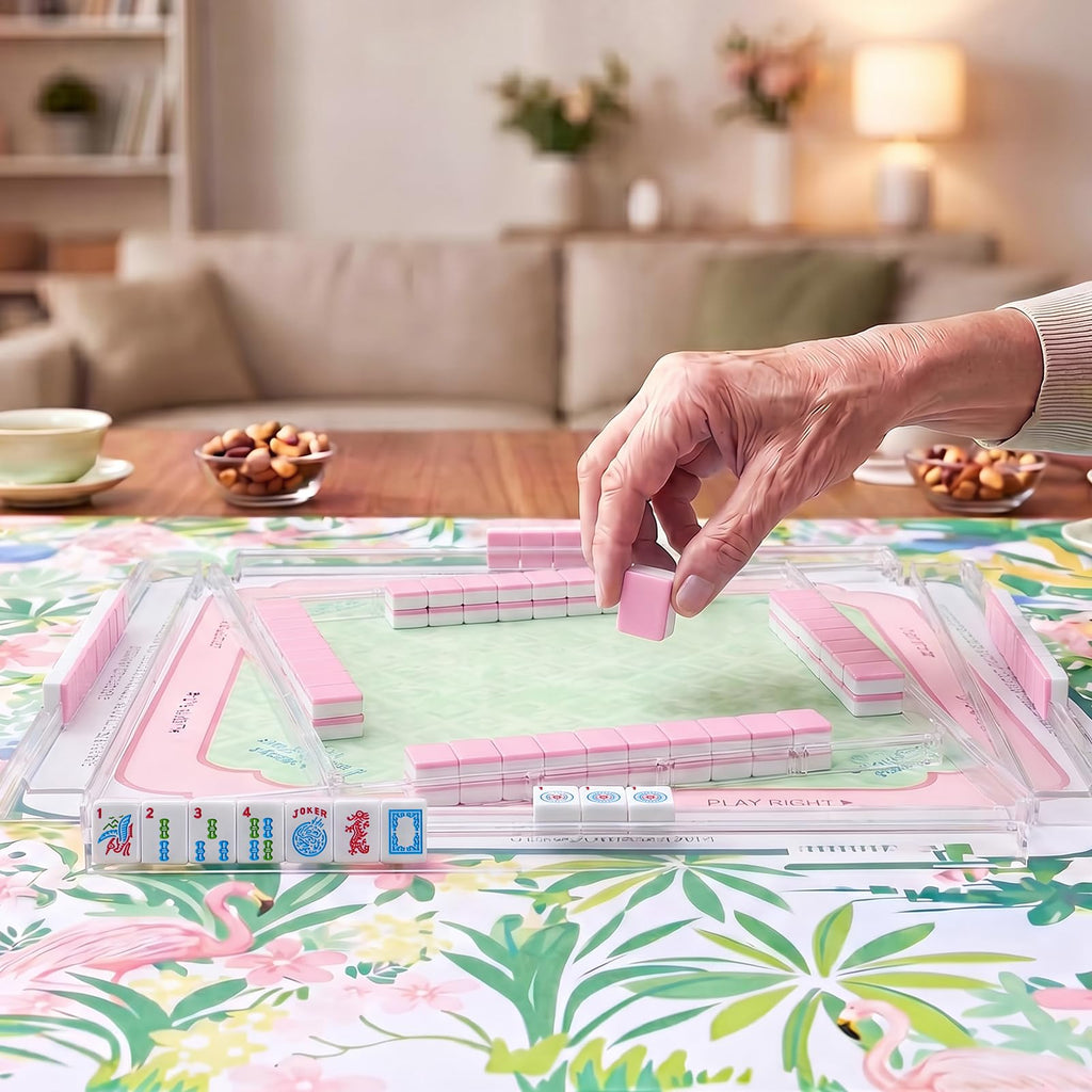 166 Pink Mahjong Set with Bag and 4 Racks R44075