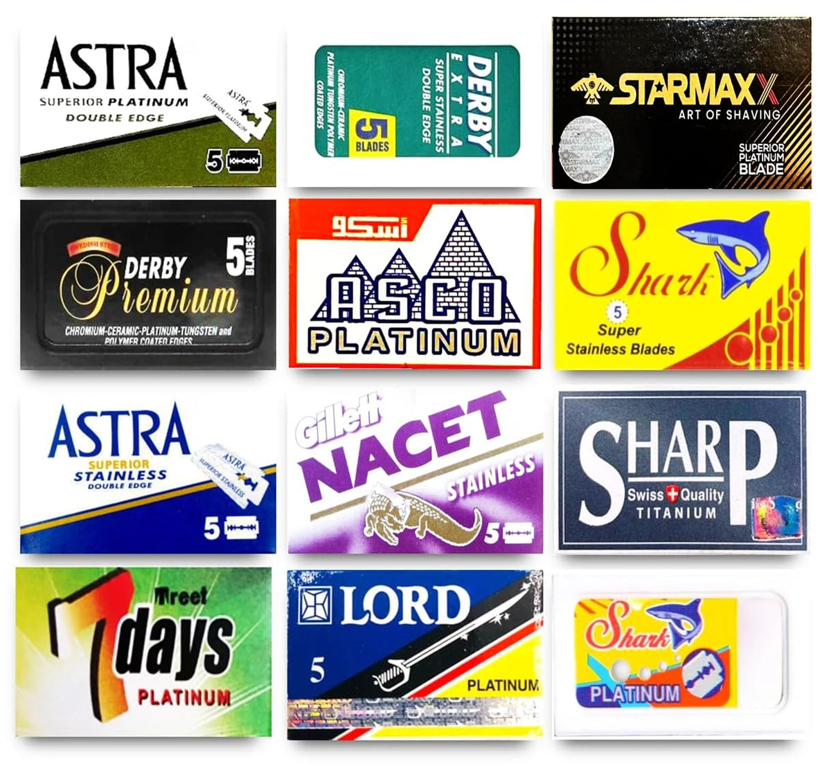 60 Double Edge Razor Blades Sampler X1041