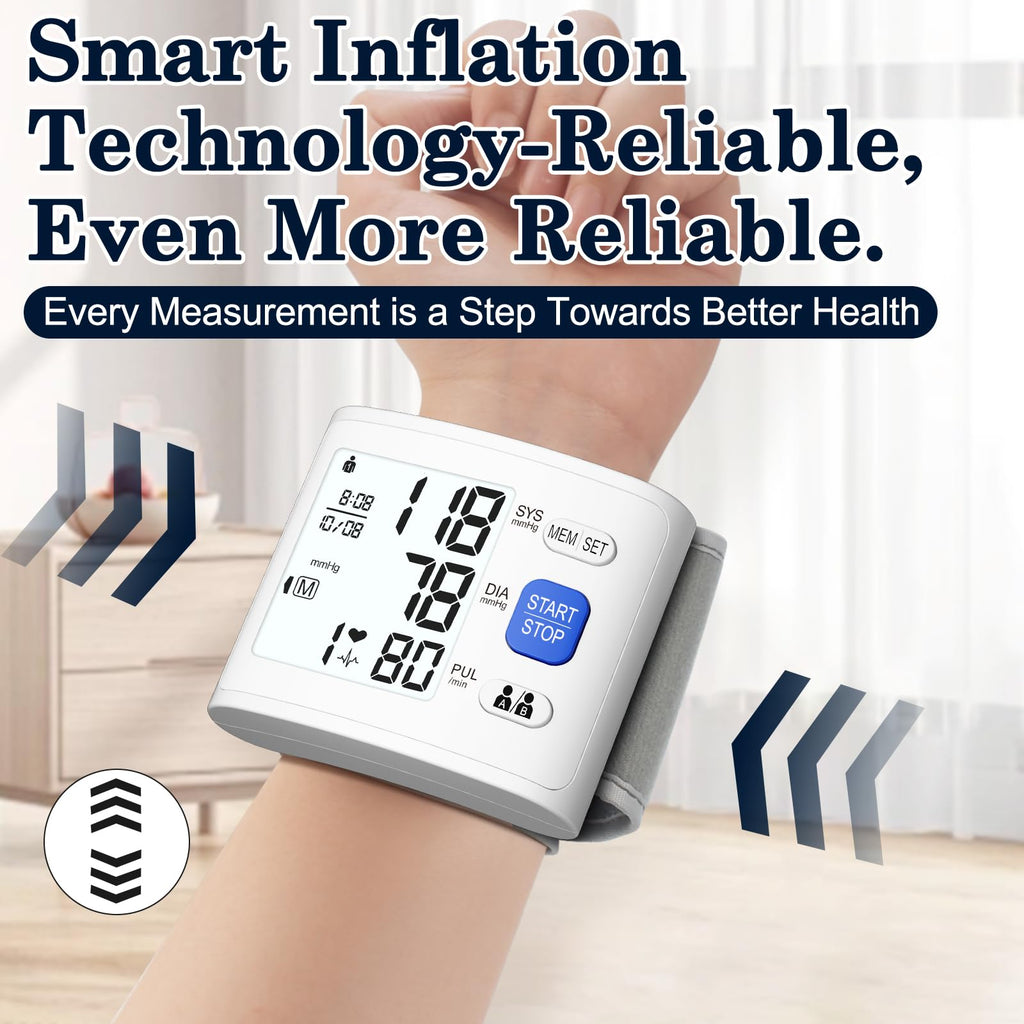 Wrist Blood Pressure Monitor LCD Display White H769