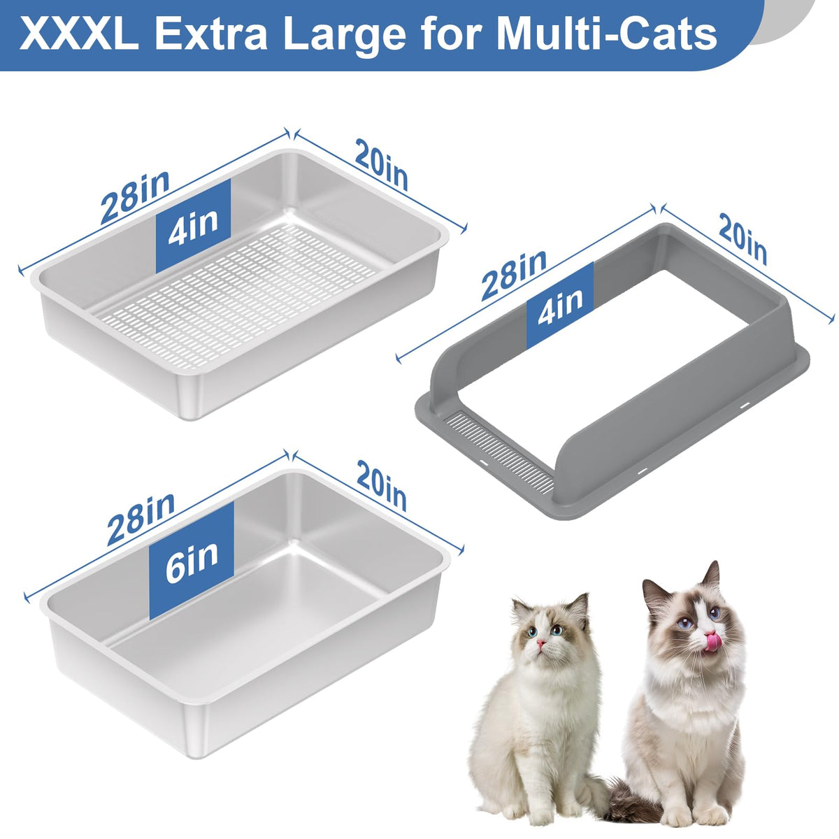 XXXL Stainless Steel Sifting Cat Litter Box with Lid Z124878
